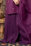 LABEL FLAMINGO BY VRINDA_Purple Cotton, Silk Zari, Sequins, Cut Work Boat Zardozi Embroidered Kurta Set _Online_at_Aza_Fashions