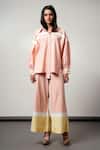 Buy_Madder Much_Blush Cotton Collared Bellona Fluted Shirt And Wide Leg Pants Set _at_Aza_Fashions