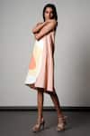 Madder Much_Peach Cotton Round Neck Summer Sculpt Dress _Online_at_Aza_Fashions
