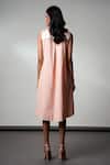 Shop_Madder Much_Peach Cotton Round Neck Summer Sculpt Dress _at_Aza_Fashions