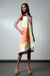 Buy_Madder Much_Peach Cotton Round Neck Summer Sculpt Dress _Online_at_Aza_Fashions