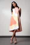Buy_Madder Much_Peach Cotton Round Neck Summer Sculpt Dress _at_Aza_Fashions