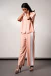Shop_Madder Much_Blush Cotton Collared Peach Shirt And Pant Set _Online_at_Aza_Fashions