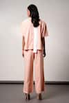 Shop_Madder Much_Blush Cotton Collared Peach Shirt And Pant Set _at_Aza_Fashions