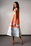 Shop_Madder Much_Peach Cotton Round Neck Tangrine Handloom Midi Dress _at_Aza_Fashions