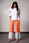 Buy_Madder Much_White Cotton Split V-neck And Orange Handloom Set _Online_at_Aza_Fashions