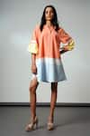 Buy_Madder Much_Multi Color Cotton V-neck Block Handloom Dress _at_Aza_Fashions