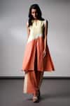 Buy_Madder Much_Multi Color Handloom , Split Kali Poise Ease Kurta And Pant Set _at_Aza_Fashions