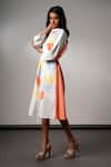 Buy_Madder Much_Multi Color Cotton Collared Brushstroke Midi Dress With Belt _Online_at_Aza_Fashions