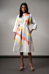 Buy_Madder Much_Multi Color Cotton Collared Brushstroke Midi Dress With Belt _at_Aza_Fashions
