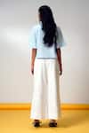 Shop_Madder Much_Aqua Cotton Embroidery Collared Ice Blue Top And Wide-leg Pant Set _at_Aza_Fashions