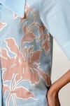 Madder Much_Aqua Cotton Embroidery Collared Ice Blue Top And Wide-leg Pant Set _at_Aza_Fashions