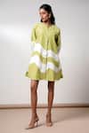 Shop_Madder Much_Green Cotton Embroidery Round Neck Hope Olive Bloom Short Dress _at_Aza_Fashions