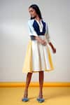 Buy_Madder Much_Multi Color Handloom Cotton Split V-neck Dress _Online_at_Aza_Fashions