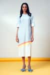 Buy_Madder Much_Blue Cotton V-neck Fiji-ni-horizon-glow Midi Dress _Online_at_Aza_Fashions