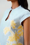 Buy_Madder Much_Blue Cotton Embroidery Keyhole Neck Ice Handloom Dress 