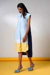 Buy_Madder Much_Multi Color Cotton V-neck Multi-color Handloom Midi Dress _Online_at_Aza_Fashions