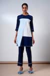 Buy_Madder Much_Blue Cotton Round Neck Indigo Handloom Kurta And Pant Set _at_Aza_Fashions