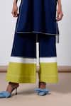 Buy_Madder Much_Blue Cotton Collared Indigo Handloom Kurta And Pant Set _Online_at_Aza_Fashions
