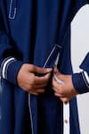 Madder Much_Blue Cotton Collared Indigo Handloom Kurta And Pant Set _at_Aza_Fashions
