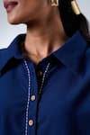 Shop_Madder Much_Blue Cotton Collared Indigo Handloom Kurta And Pant Set 