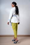 Madder Much_White Cotton V-neck Top And Olive Pant Set _Online_at_Aza_Fashions