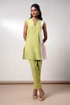 Buy_Madder Much_Multi Color Cotton V-neck Handloom Co-ord Set _Online_at_Aza_Fashions