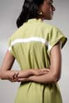 Shop_Madder Much_Olive Green Cotton Open Neck Midi Dress With Belt 