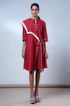 Buy_Madder Much_Red Cotton Round Neck Brick Modern Angle Dress 