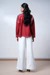 Shop_Madder Much_Red Cotton Embroidery Collared Bloom And Beyond Brick Top & Pant Set _at_Aza_Fashions
