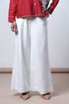 Madder Much_Red Cotton Embroidery Collared Bloom And Beyond Brick Top & Pant Set _at_Aza_Fashions