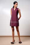 Buy_Madder Much_Brown Cotton V-neck Molten Mocha Lamp Dress _at_Aza_Fashions