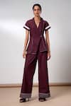 Buy_Madder Much_Brown Cotton Fold And Flow Wrap Top With Pants _at_Aza_Fashions