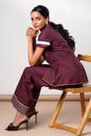 Madder Much_Brown Cotton Fold And Flow Wrap Top With Pants _at_Aza_Fashions