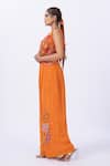 Merge Design_Orange Organza, Modal, Satin Applique, Embroidery, Fabric Blouse And Pant Set _Online_at_Aza_Fashions