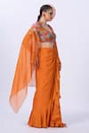 Buy_Merge Design_Orange Modal, Satin, Organza Embroidery, Beads Applique Embellished Dhoti Set _Online_at_Aza_Fashions