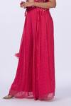 Buy_Merge Design_Pink Modal, Satin, Georgette Embroidery Open Neck Trellis Work Blouse And Pant Set _Online_at_Aza_Fashions