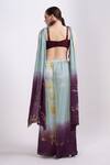 Shop_Merge Design_Wine Modal, Satin Sequins Embroidered Crop Top Set _at_Aza_Fashions