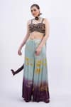 Buy_Merge Design_Wine Modal, Satin Sequins Embroidered Crop Top Set _at_Aza_Fashions