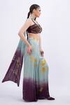 Buy_Merge Design_Wine Modal, Satin Sequins Embroidered Crop Top Set _Online_at_Aza_Fashions