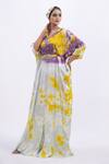 Merge Design_Multi Color Modal, Satin Embroidery V-neck Tie-dye Kaftan _Online_at_Aza_Fashions