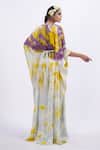 Shop_Merge Design_Multi Color Modal, Satin Embroidery V-neck Tie-dye Kaftan _at_Aza_Fashions