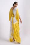 Shop_Merge Design_Multi Color Modal, Satin Embroidery V-neck Kaftan With Belt _at_Aza_Fashions