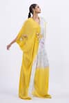 Buy_Merge Design_Multi Color Modal, Satin Embroidery V-neck Kaftan With Belt _Online_at_Aza_Fashions
