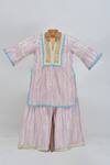 Buy_MINIME ORGANICS_Lavender Cotton Embroidery, Lace Print Kurta Set _at_Aza_Fashions