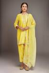 Buy_Samyukta Singhania_Yellow Silk, Chanderi, Organza Gota Patti, Embroidery Aari Work Kurta Pant Set _at_Aza_Fashions