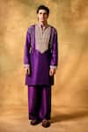 MUKTI AND KAVITH CASA_Purple Silk Embroidery Royal Dusk Kurta Set _Online_at_Aza_Fashions