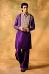 Buy_MUKTI AND KAVITH CASA_Purple Silk Embroidery Royal Dusk Kurta Set _at_Aza_Fashions