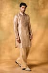 Shop_MUKTI AND KAVITH CASA_Gold Tissue Embroidery Majesty Kurta Set _at_Aza_Fashions