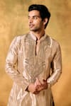Buy_MUKTI AND KAVITH CASA_Gold Tissue Embroidery Majesty Kurta Set _Online_at_Aza_Fashions